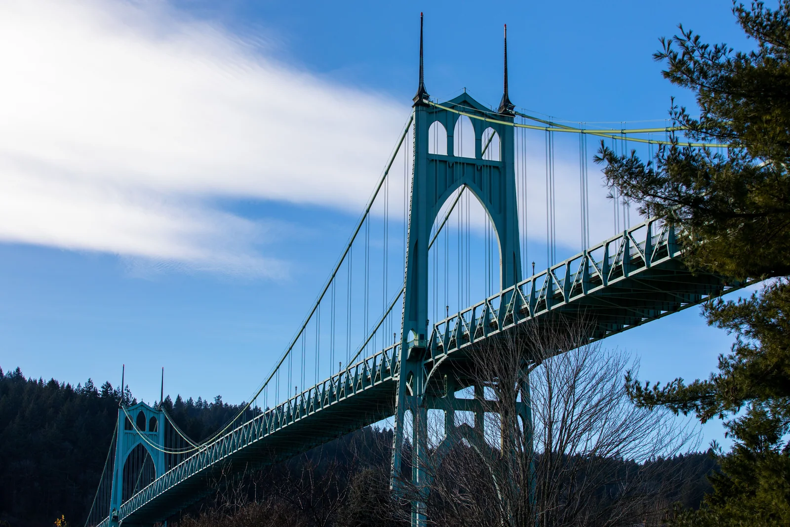 Ponte suspensa representando a transição entre os sistemas de crédito do Brasil e dos Estados Unidos